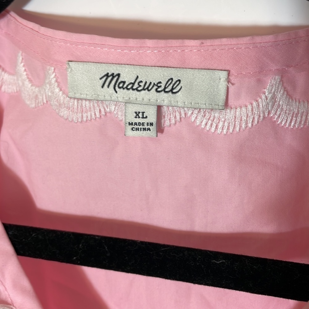Madewell XL Embroidered Side-Tie Wrap Top blouse pink - Picture 8 of 10